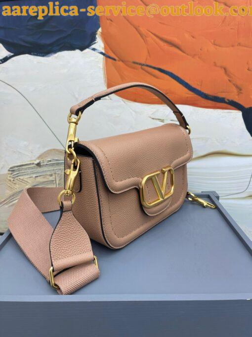 Replica Valentino Alltime Shoulder Bag in Beige Grained Leather 8