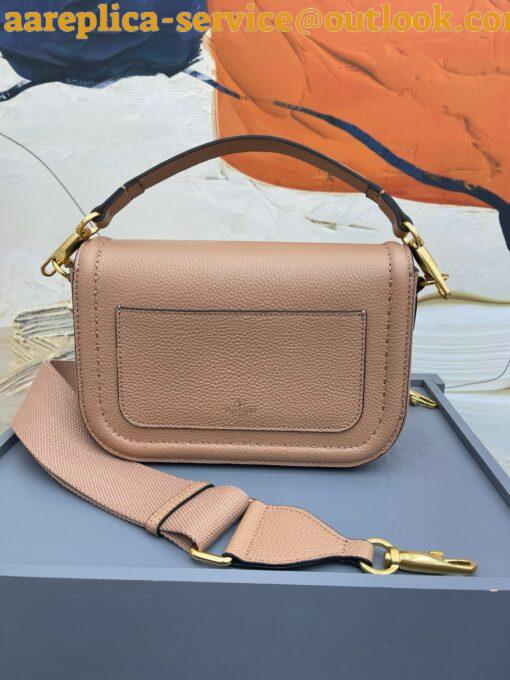 Replica Valentino Alltime Shoulder Bag in Beige Grained Leather 11