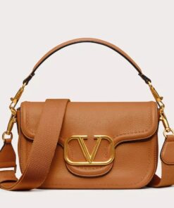 Replica Valentino Alltime Small Bag in Brown Grained Calfskin 2