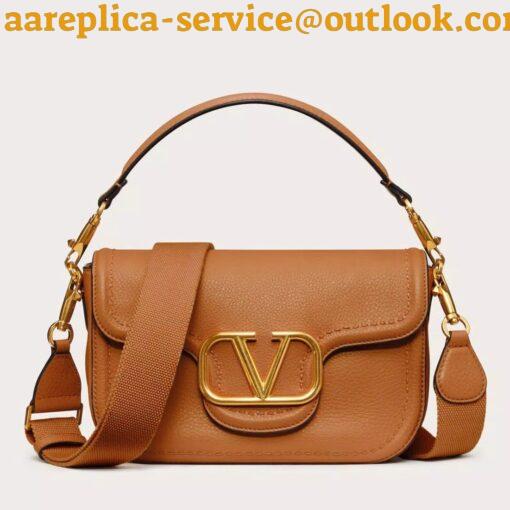 Replica Valentino Alltime Small Bag in Brown Grained Calfskin 2