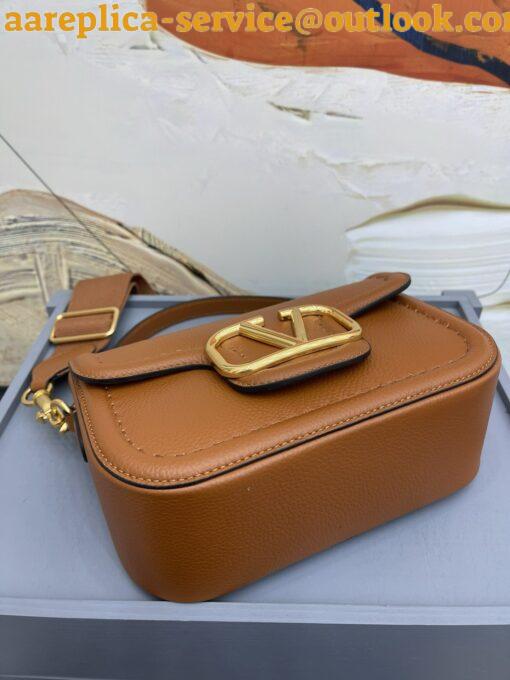 Replica Valentino Alltime Small Bag in Brown Grained Calfskin 4