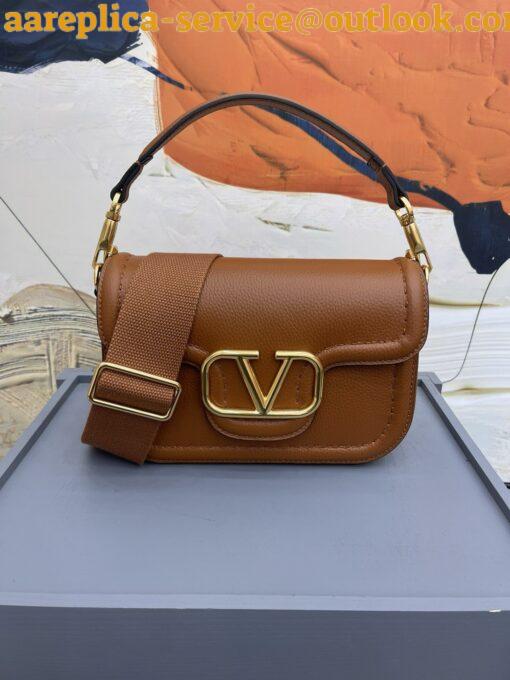 Replica Valentino Alltime Small Bag in Brown Grained Calfskin 6