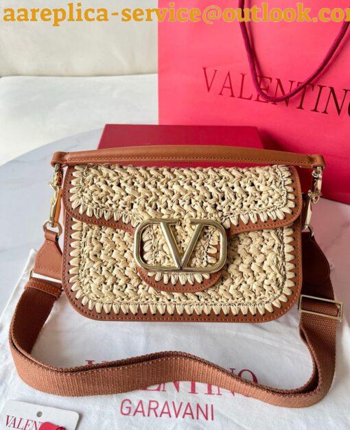 Replica Valentino Alltime Shoulder Bag in Natural Raffia 3