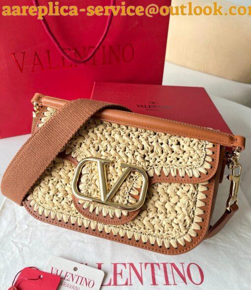 Replica Valentino Alltime Shoulder Bag in Natural Raffia 4