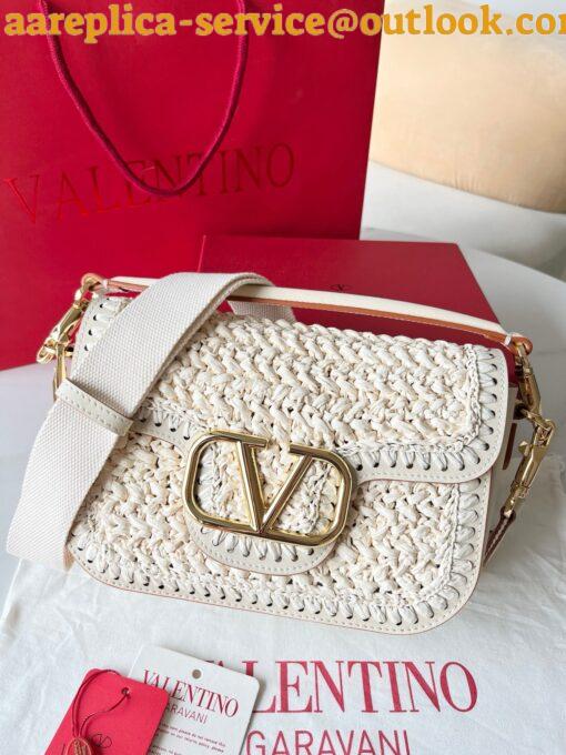 Replica Valentino Alltime Shoulder Bag in White Raffia 3