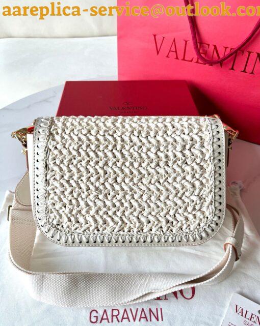 Replica Valentino Alltime Shoulder Bag in White Raffia 4