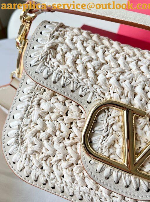 Replica Valentino Alltime Shoulder Bag in White Raffia 5