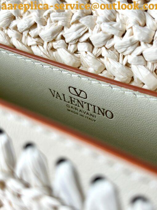 Replica Valentino Alltime Shoulder Bag in White Raffia 10