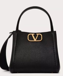 Replica Valentino Alltime Small Bag in Black Grained Calfskin