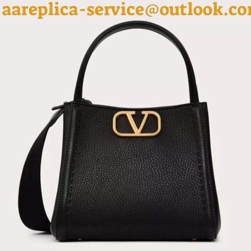 Replica Valentino Alltime Small Bag in Black Grained Calfskin