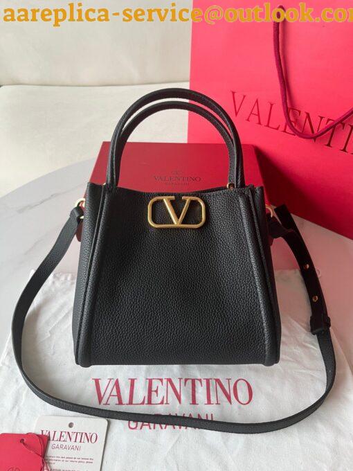 Replica Valentino Alltime Small Bag in Black Grained Calfskin 17