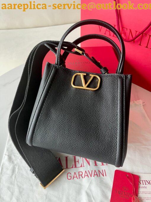 Replica Valentino Alltime Small Bag in Black Grained Calfskin 19