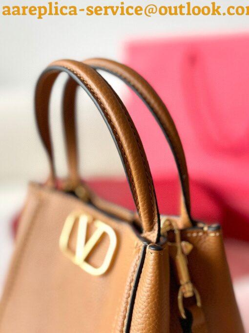 Replica Valentino Alltime Small Bag in Brown Grained Calfskin