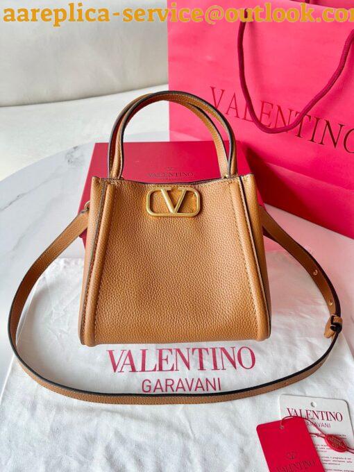 Replica Valentino Alltime Small Bag in Brown Grained Calfskin 13