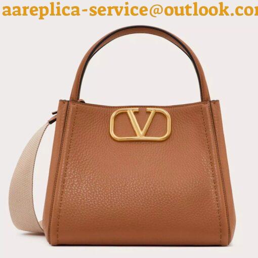 Replica Valentino Alltime Small Bag in Brown Grained Calfskin 15