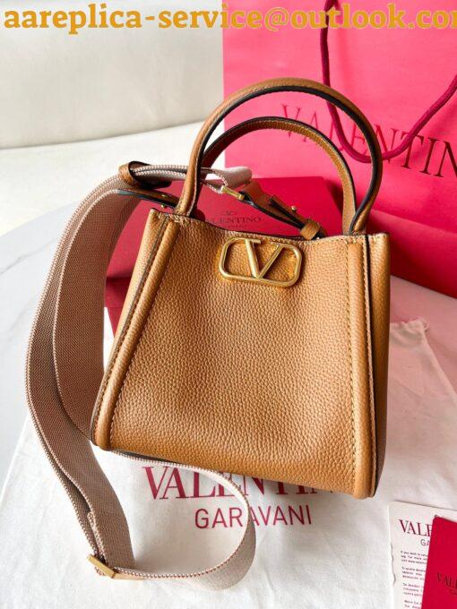 Replica Valentino Alltime Small Bag in Brown Grained Calfskin 17