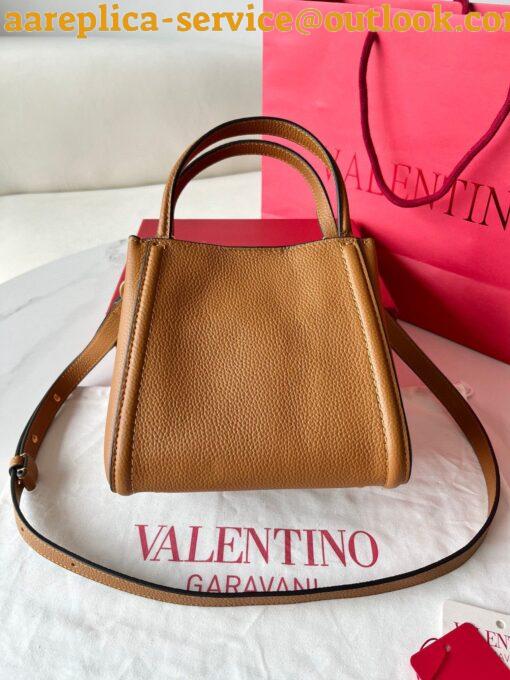 Replica Valentino Alltime Small Bag in Brown Grained Calfskin 19