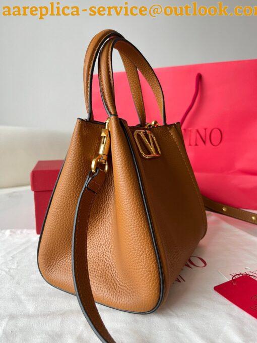 Replica Valentino Alltime Small Bag in Brown Grained Calfskin 20