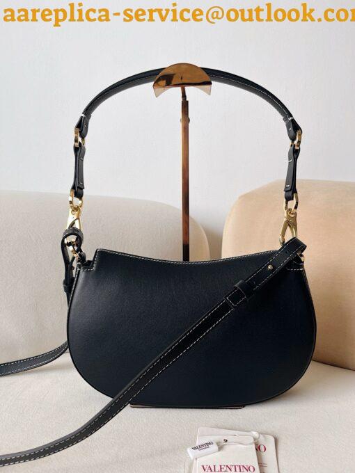 Replica Valentino Garavani Ohval Small Shoulder Bag in Black Calfskin 3