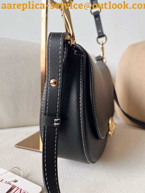 Replica Valentino Garavani Ohval Small Shoulder Bag in Black Calfskin 4