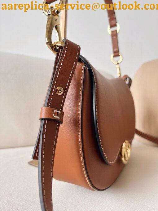 Replica Valentino Garavani Ohval Small Shoulder Bag in Brown Calfskin 3