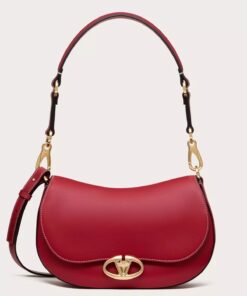 Replica Valentino Garavani Ohval Small Shoulder Bag in Red Calfskin