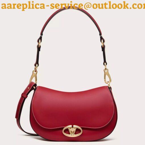 Replica Valentino Garavani Ohval Small Shoulder Bag in Red Calfskin