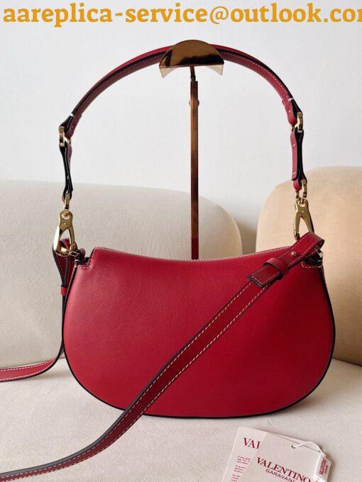 Replica Valentino Garavani Ohval Small Shoulder Bag in Red Calfskin 5