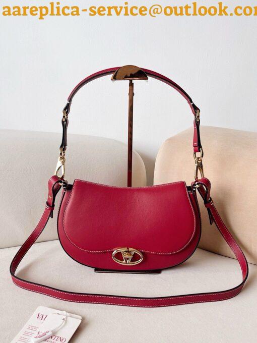 Replica Valentino Garavani Ohval Small Shoulder Bag in Red Calfskin 7