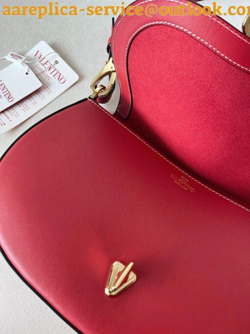 Replica Valentino Garavani Ohval Small Shoulder Bag in Red Calfskin 8