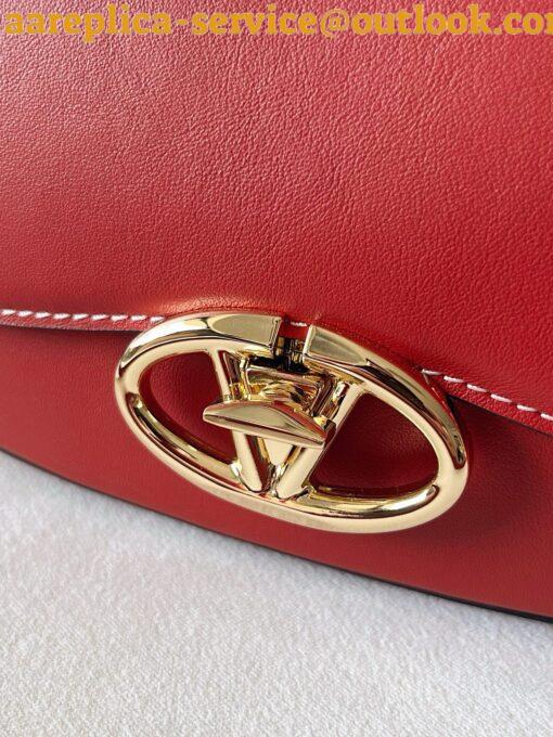 Replica Valentino Garavani Ohval Small Shoulder Bag in Red Calfskin 9