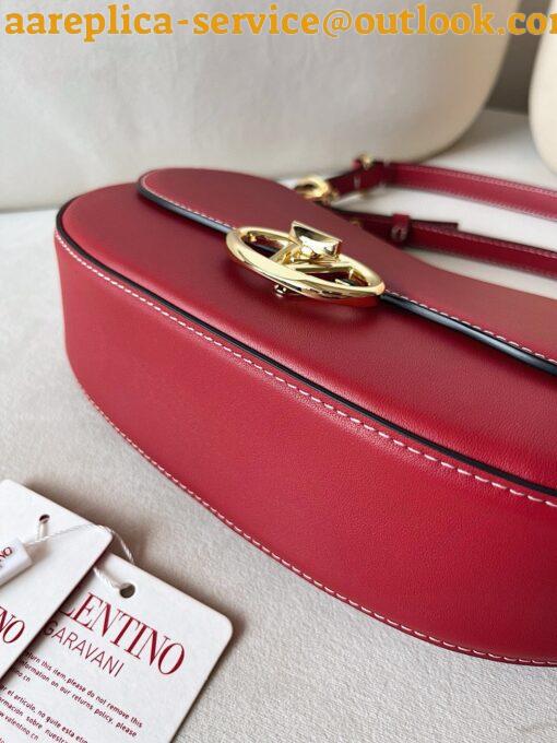 Replica Valentino Garavani Ohval Small Shoulder Bag in Red Calfskin 11