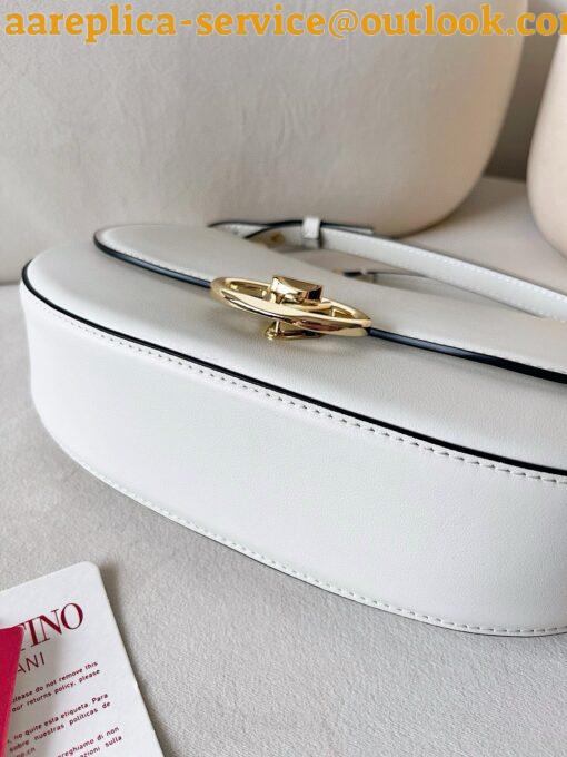 Replica Valentino Garavani Ohval Small Shoulder Bag in White Calfskin 3