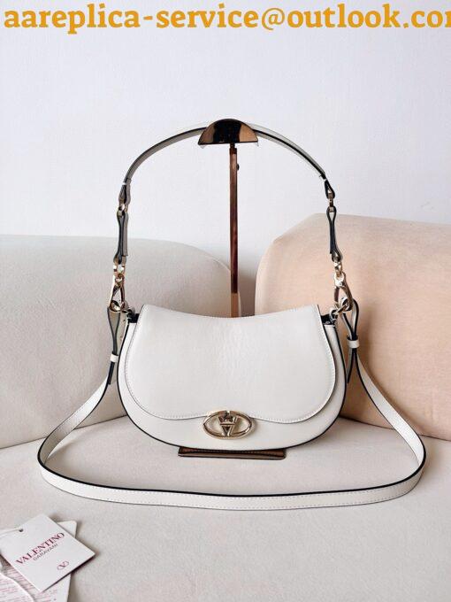 Replica Valentino Garavani Ohval Small Shoulder Bag in White Calfskin 5