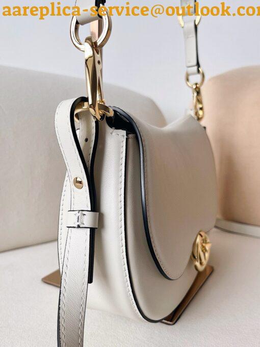 Replica Valentino Garavani Ohval Small Shoulder Bag in White Calfskin 6