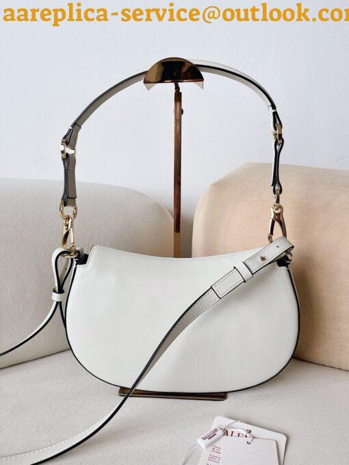 Replica Valentino Garavani Ohval Small Shoulder Bag in White Calfskin 8