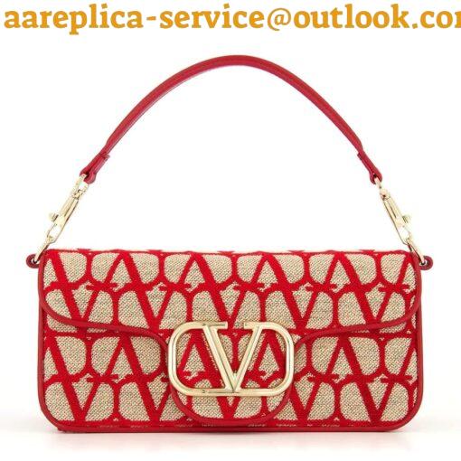 Replica Valentino Large Loco Shoulder Bag in Red Toile Iconographe