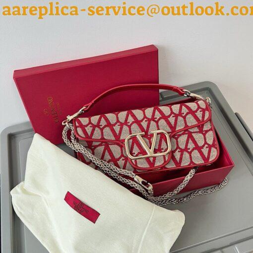 Replica Valentino Large Loco Shoulder Bag in Red Toile Iconographe 5