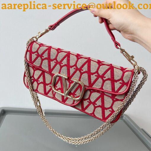 Replica Valentino Large Loco Shoulder Bag in Red Toile Iconographe 9