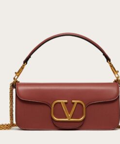 Replica Valentino Loco Large Shoulder Bag In Brown Calfskin