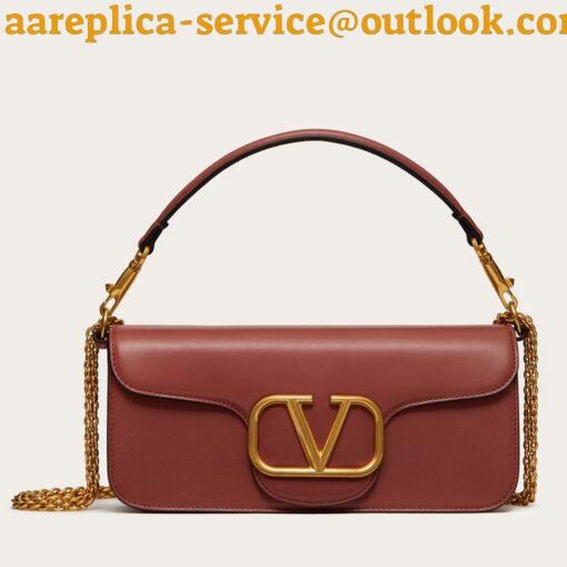 Replica Valentino Loco Large Shoulder Bag In Brown Calfskin