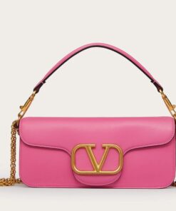 Replica Valentino Loco Large Shoulder Bag In Pink Calfskin