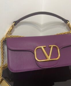 Replica Valentino Loco Large Shoulder Bag In Purple Calfskin