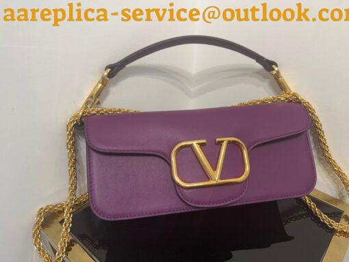 Replica Valentino Loco Large Shoulder Bag In Purple Calfskin