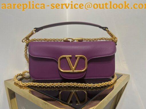 Replica Valentino Loco Large Shoulder Bag In Purple Calfskin 3