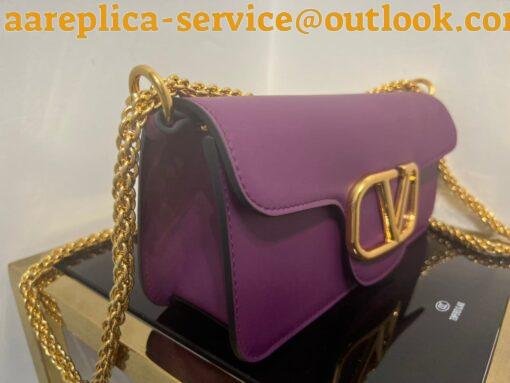 Replica Valentino Loco Large Shoulder Bag In Purple Calfskin 4