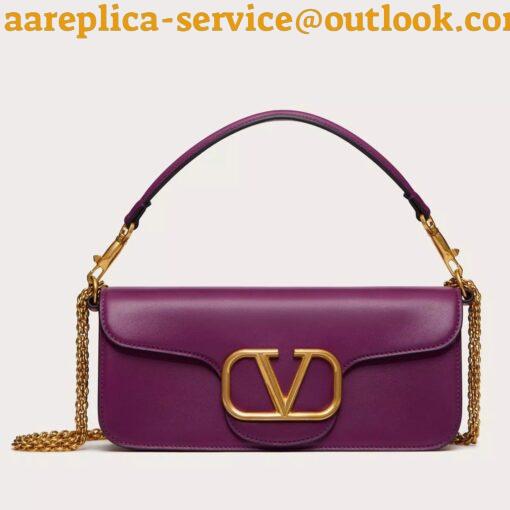 Replica Valentino Loco Large Shoulder Bag In Purple Calfskin 7