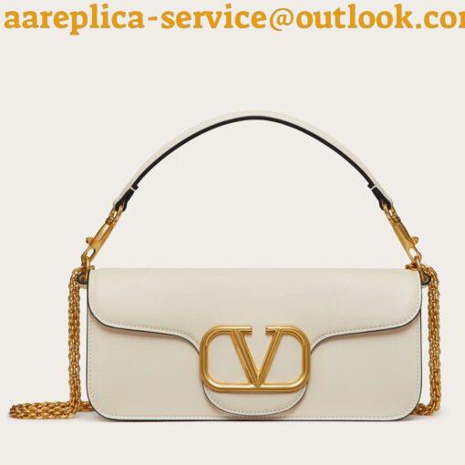 Replica Valentino Loco Large Shoulder Bag In White Calfskin