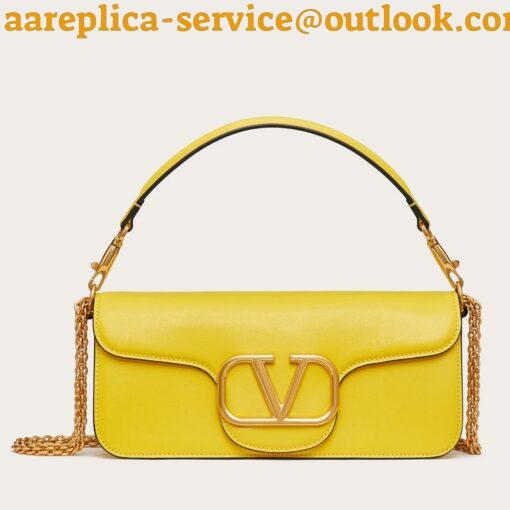 Replica Valentino Loco Large Shoulder Bag In Yellow Calfskin