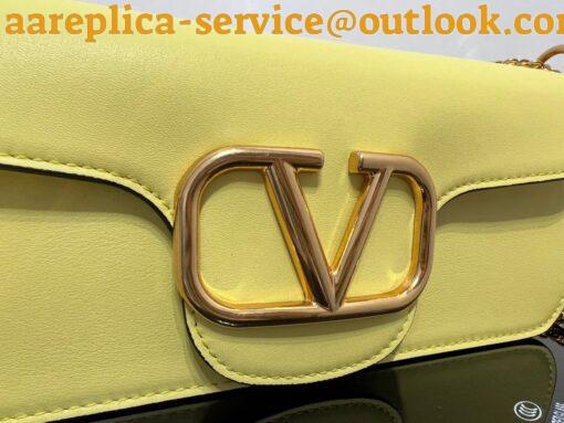 Replica Valentino Loco Large Shoulder Bag In Yellow Calfskin 6